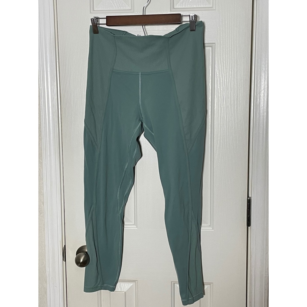 Lululemon Ribbed Panel High Rise Leggings Tidewater Teal Size 10 Activewear